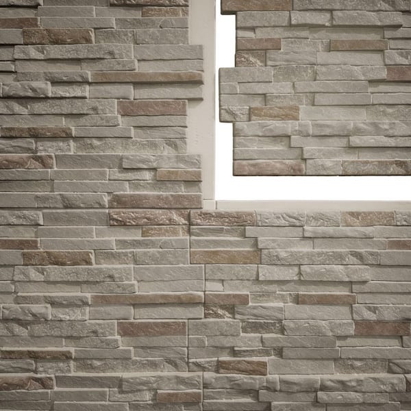 EverStone Eldorado Faux Stone Panel, 48"W x 25"H x 1"D, Cloud Stone Color