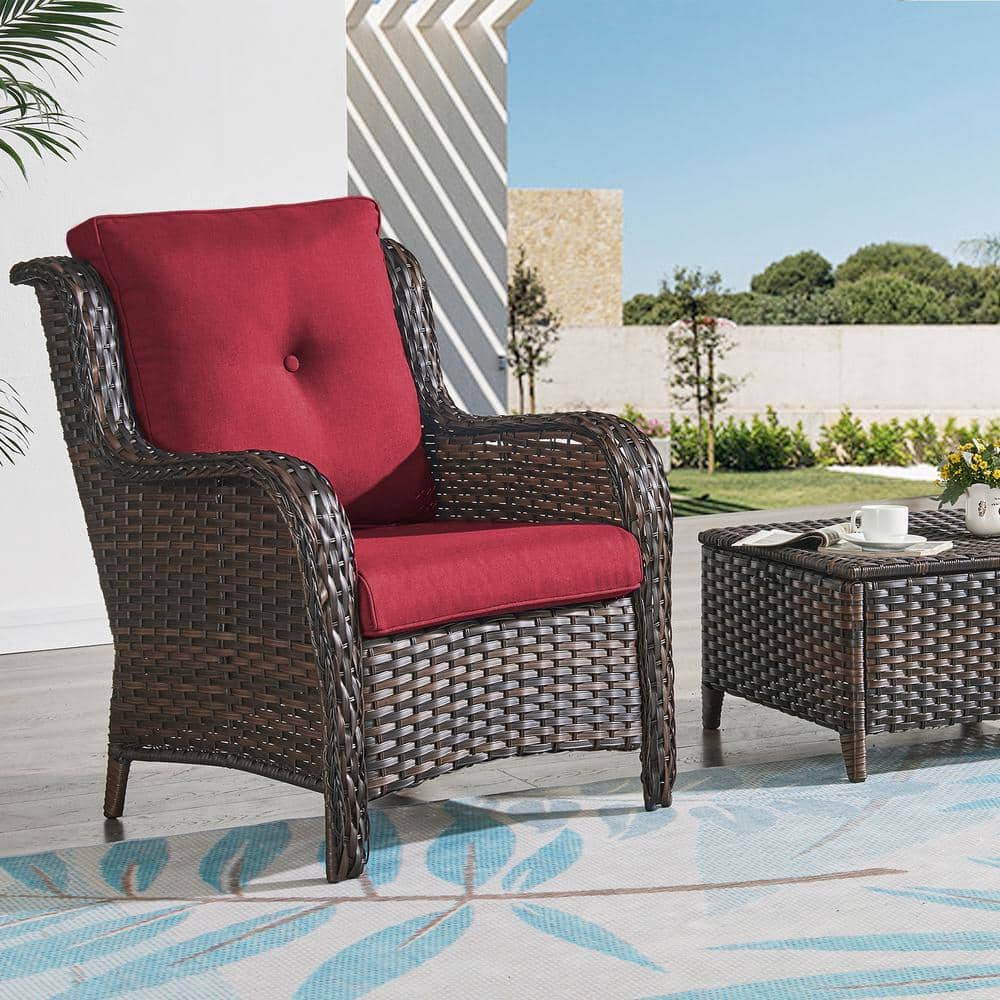 Brick Red Polyester 2-Piece Outdoor Chair Cushion Set