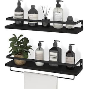16.53 in. W x 5.83 in. D Black Wood Composite Decorative Wall Shelf Set of 2