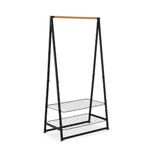 Black Steel Garment Clothes Rack 39.2 in. W x 74.8 in. H