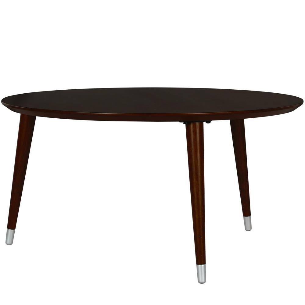 Espresso Wood Veneer Mid-Century Round Coffee Table