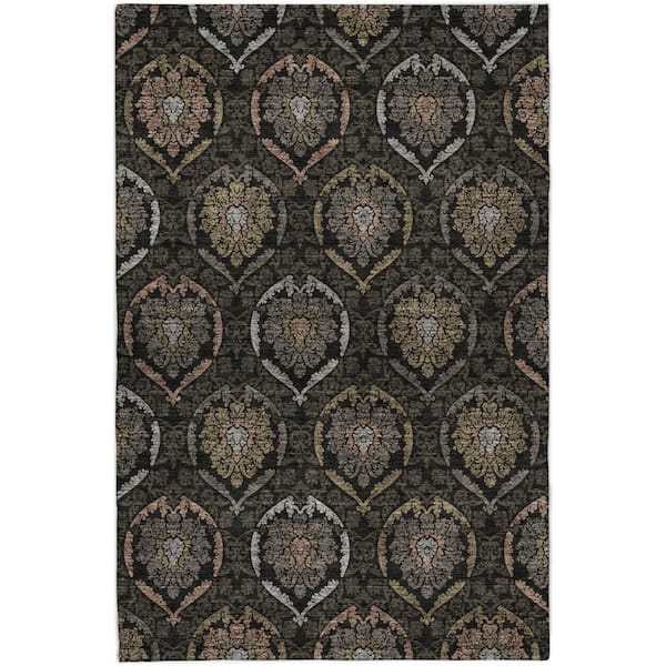 Dream Shag Premium Machine Washable Abstract ADS809 Black 5 ft. x 7 ft. 6 in. Area Rug