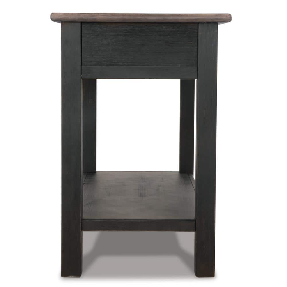 Contemporary Black and Brown Rectangular Sofa Table with Storage