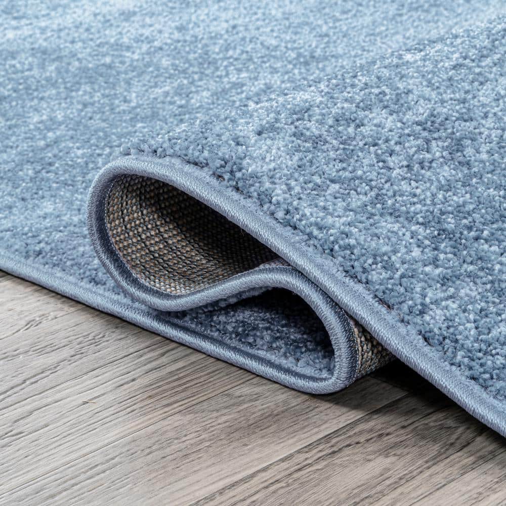 Classic Blue Solid Synthetic 10' x 14' Reversible Area Rug