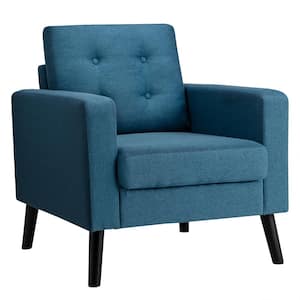 29 in. Blue Tufted Linen Seats Armchair Single Sofa