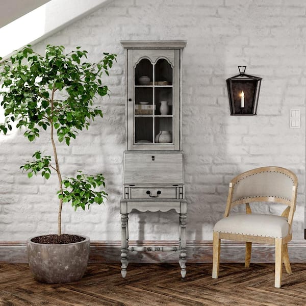 Newlark 20 in. W Gray Rectangular Wood 3 Drawer Secretary Desk