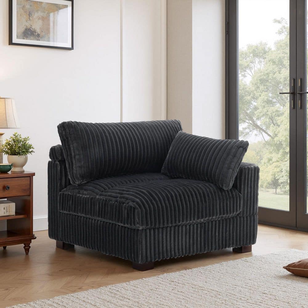 Modern Right Arm Facing Gray Faux Rabbit Fur Polyester Sectional Corner Arm Chair (Set of 1) price history on PriceWatchPro