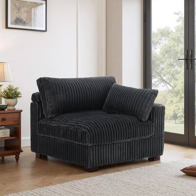Modern Right Arm Facing Gray Faux Rabbit Fur Polyester Sectional Corner Arm Chair (Set of 1)