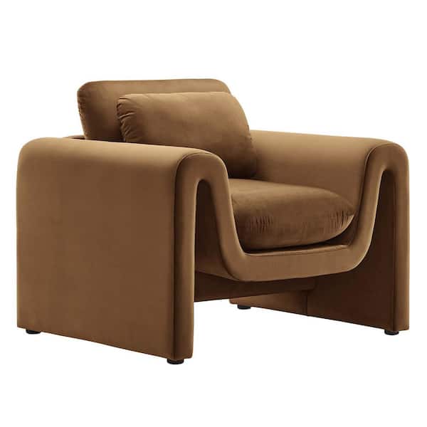 MODWAY Waverly Brown Performance Velvet Armchair