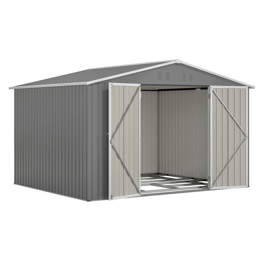 Multi-Purpose 10 ft. x 8 ft. Outdoor Metal Storage Shed with Lockable Doors