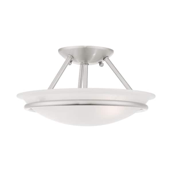 AVIANCE LIGHTING Walcott 12 in. 2-Light Brushed Nickel Semi Flush Mount