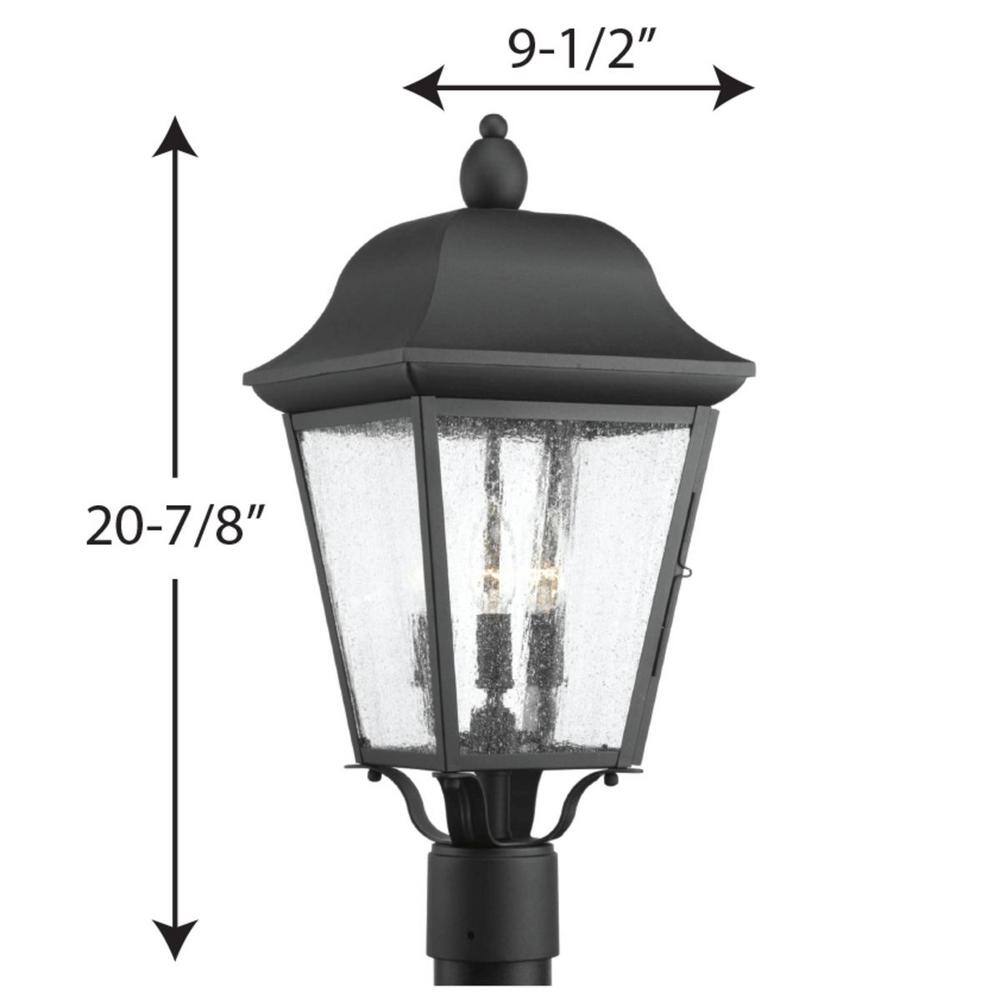 Kiawah Black Steel and Glass Outdoor Post Lantern