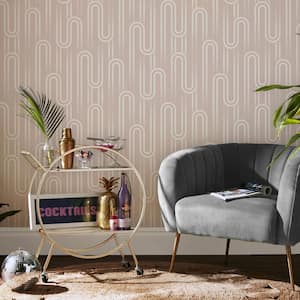 Ups n Downs Peach Matte Non Woven Removable Paste the Wall Wallpaper
