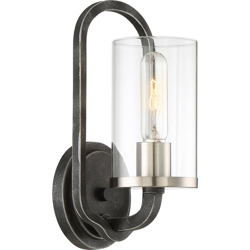 Sherwood Sleek Iron Cylinder Wall Sconce, Direct Wired, Black