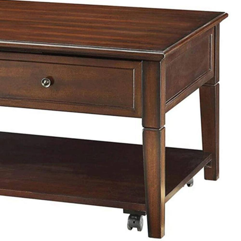 Walnut Rectangular Wood Lift-Top Coffee Table with Storage