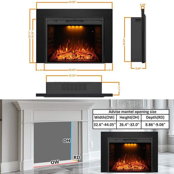 36 in. Electric Fireplace Insert with Trim Kit