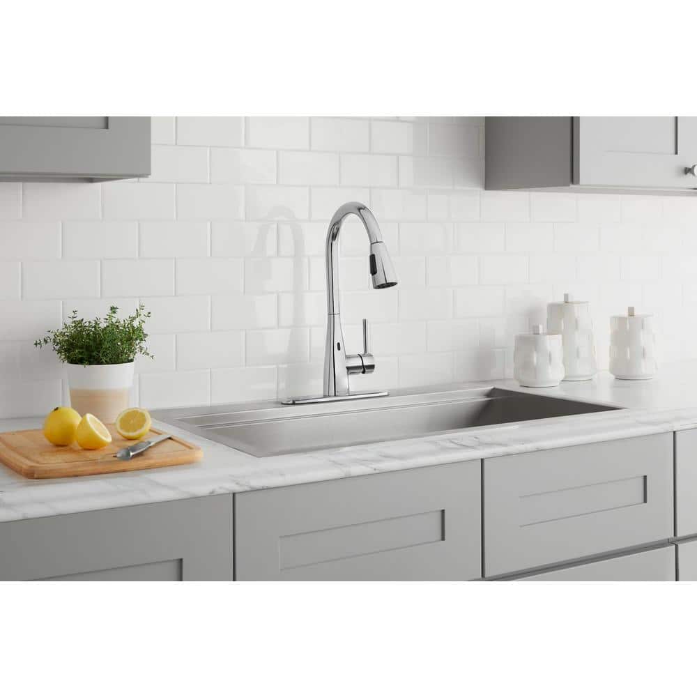 Chrome Touchless Single-Handle Pull-Down Kitchen Faucet