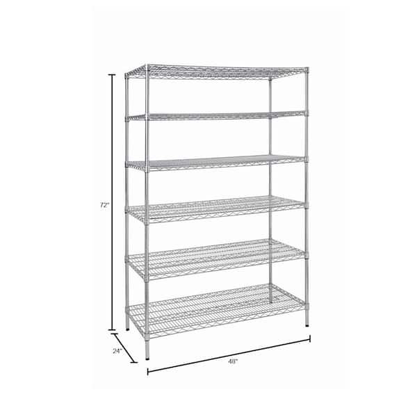 Steel Wire Shelving Unit In Chrome, 10 Inch Deep White Wire Shelving