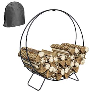 Black 40.2 in. Heavy Duty Outdoor Firewood Rack with Zipper Cover