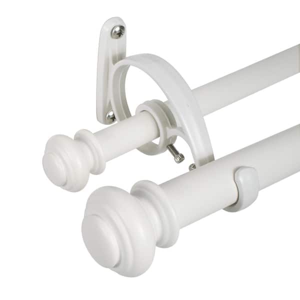 Decopolitan Urn 36 in. to 72 in. Double Curtain Rod in Bright White