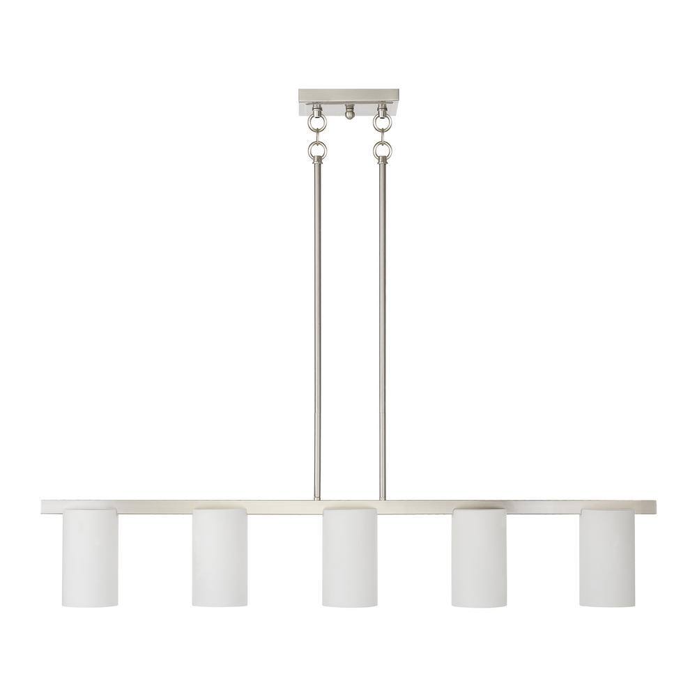 Astoria 5-Light Brushed Nickel Chandelier with Satin Opal Glass Shades