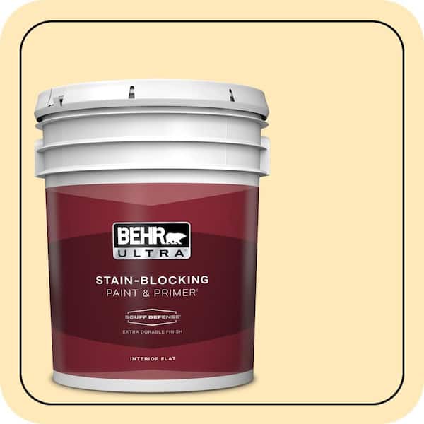 BEHR ULTRA 5 gal. #PPL-69 Sunkissed Yellow Extra Durable Flat Interior Paint & Primer