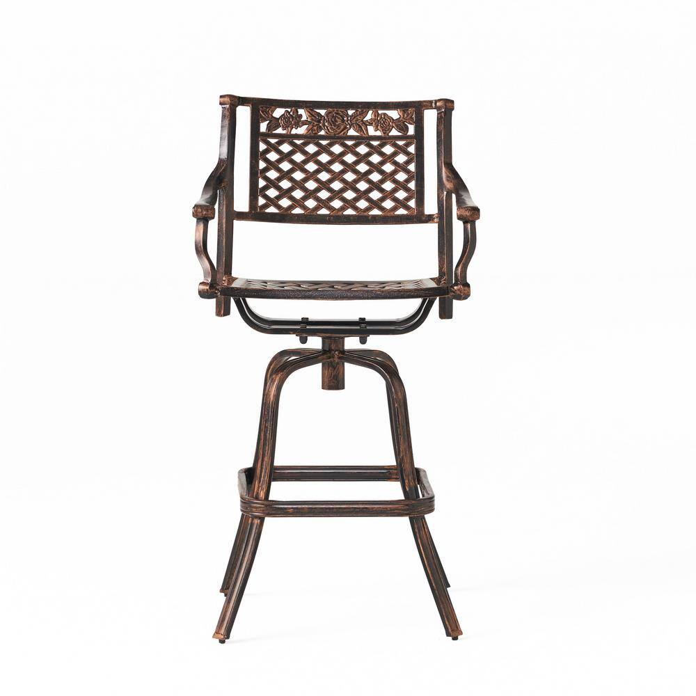 Sebastian Shiny Copper Cast Aluminum Swivel Bar Height Armchair