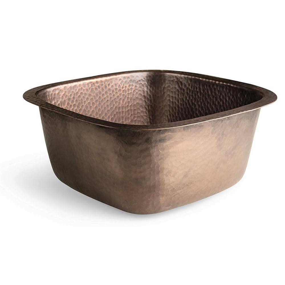 Hand Hammered Copper 15" Square Single Bowl Sink