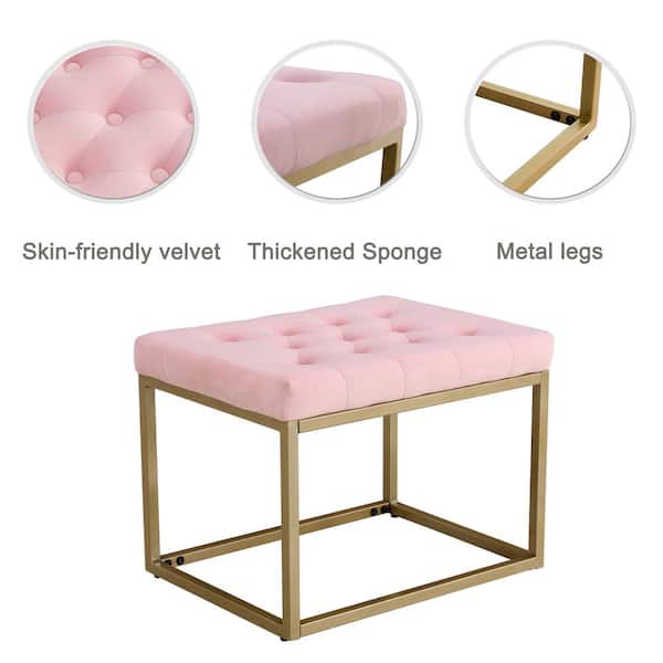 Small Buttoned Footstool Pouffe Plush Velvet Blush Pink Mini Stool Foot  Rest Under Desk Foot Rest Small Ottoman Various Colours 