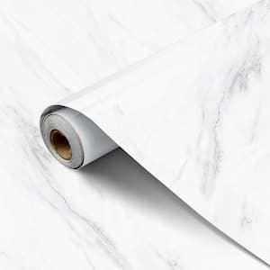 Marble Contact Paper Kitchen Table Self-Adhesive Countertop Removable Decorative Wallpaper White 23.6 in. x 196.85 in.