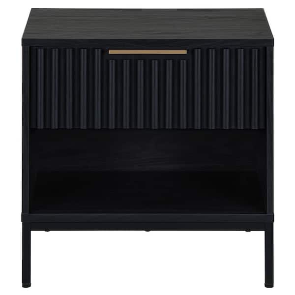 Lylia Black 1 Drawer Nightstand