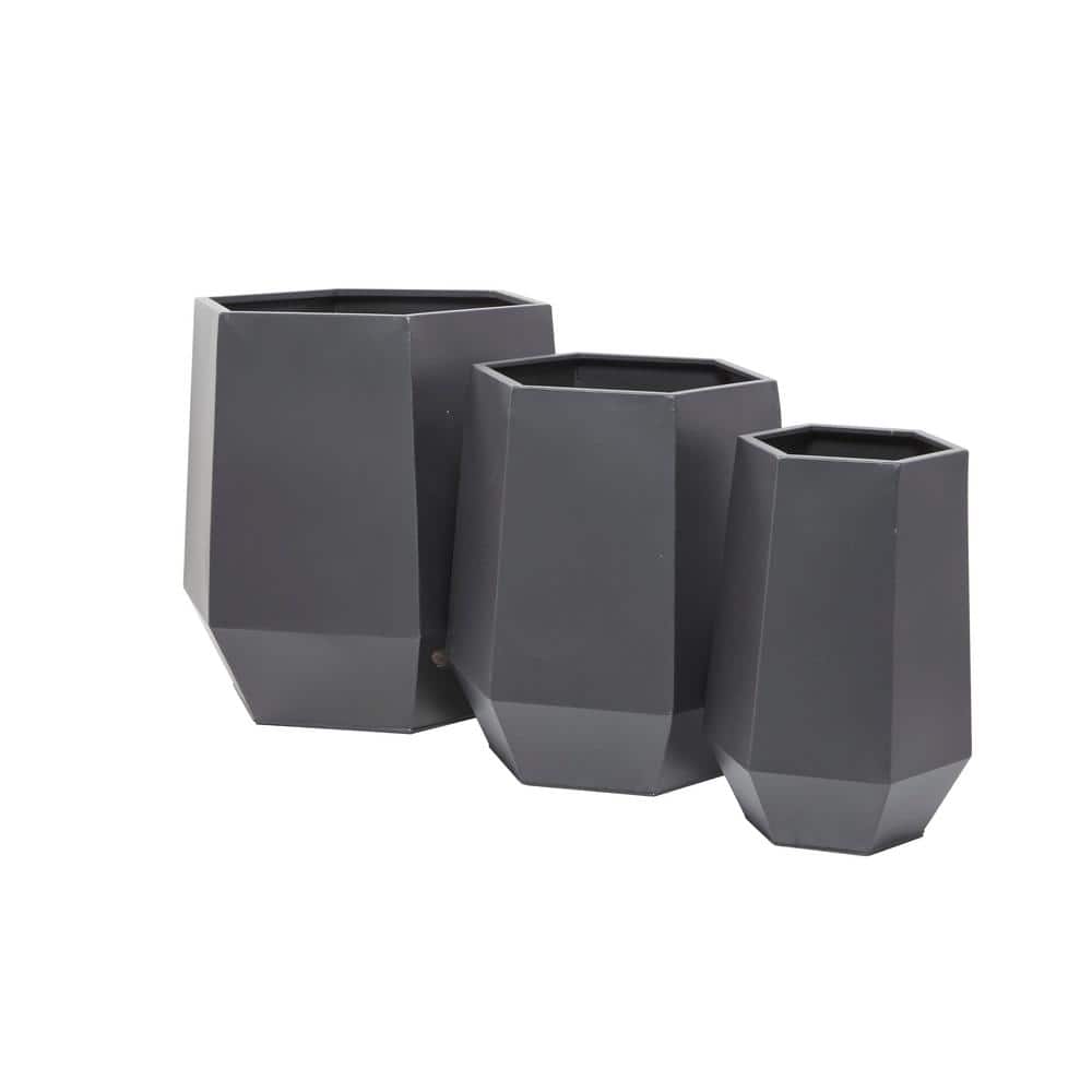 Extra Large Modern Matte Gray Metal Round Planter