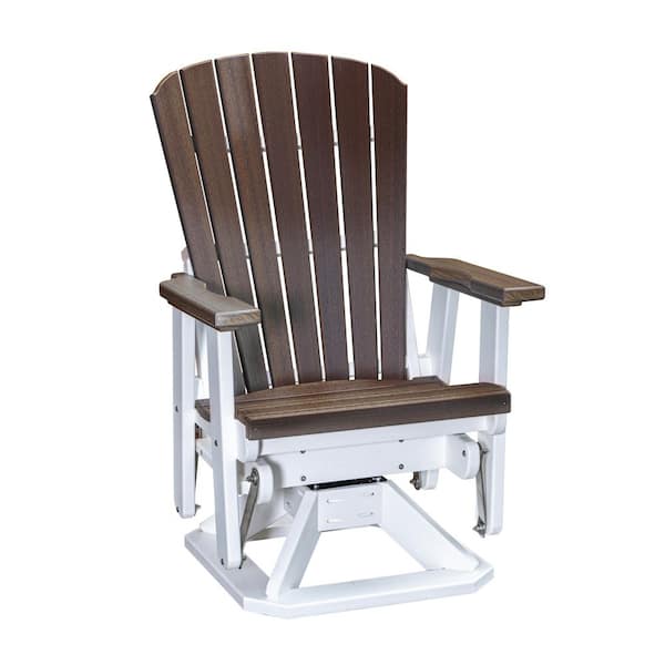 American Furniture Classics Adirondack Series 1-Person White High Density Plastic Outdoor Swivel Glider