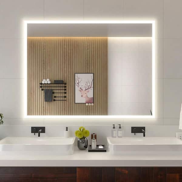 48 in. W x 36 in. H Rectangular Frameless LED Wall Bathroom Vanity Mirror