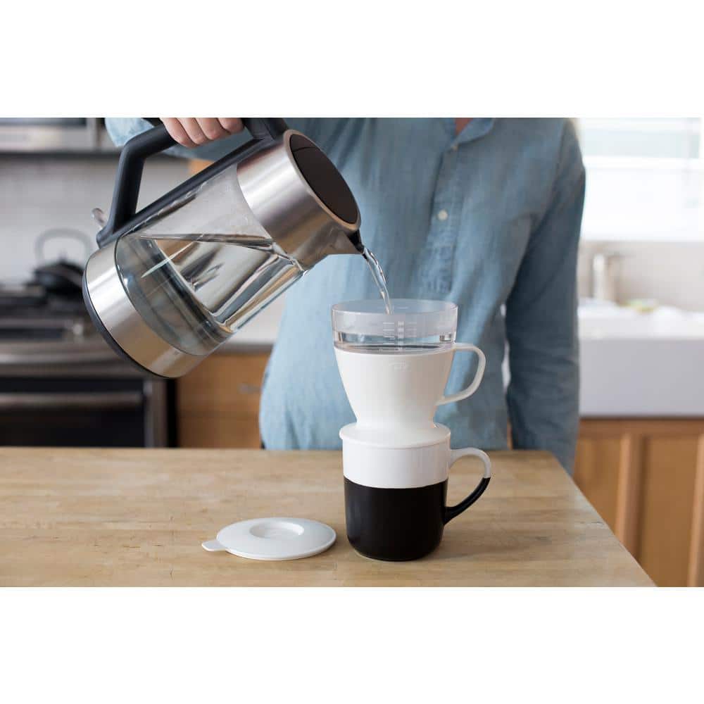 White 12 oz Single Serve Pour-Over Coffee Maker