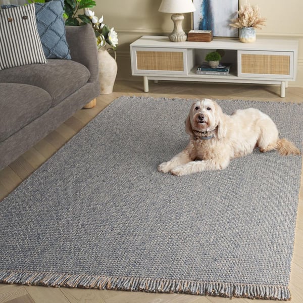 SAFAVIEH Natural Fiber 6 ft. x 9 ft. Navy Woven Solid Fringe Area