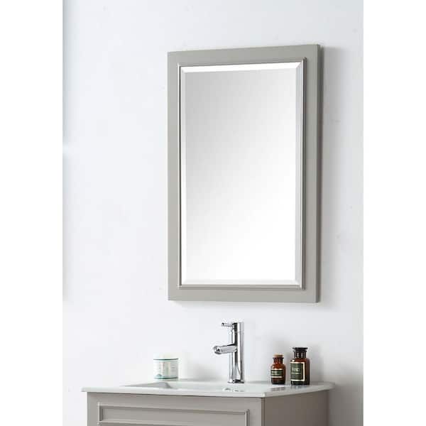 Framed Wall Mirror In Warm Gray, Gray Framed Mirror For Bathroom