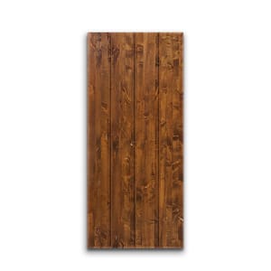30 in. x 80 in. Hollow Core Walnut-Stained Pine Wood Interior Door Slab