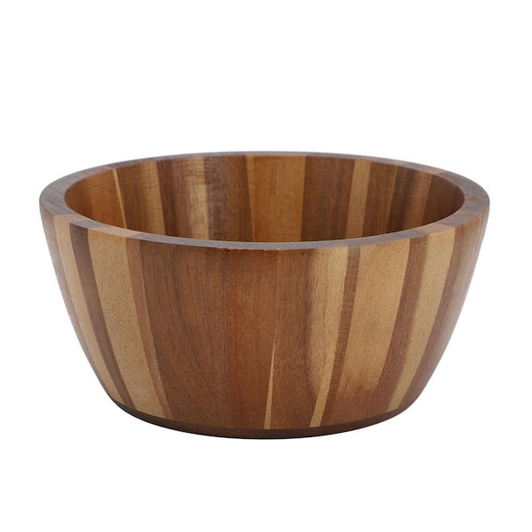 Elama 2 Piece 8.5 Inch 96 fl. oz. Light Brown Acacia Wood Salad Serving Bowl Set