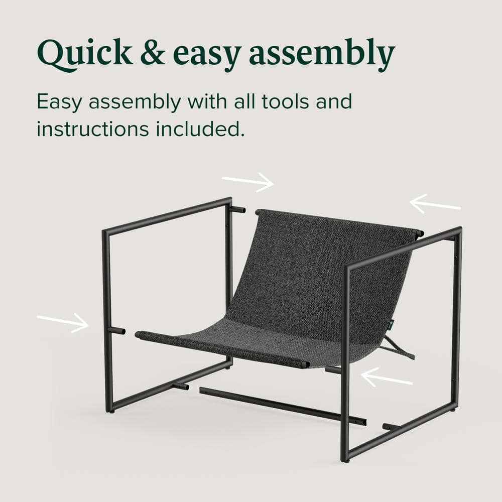 Modern Dark Grey Metal Frame Sling Accent Chair