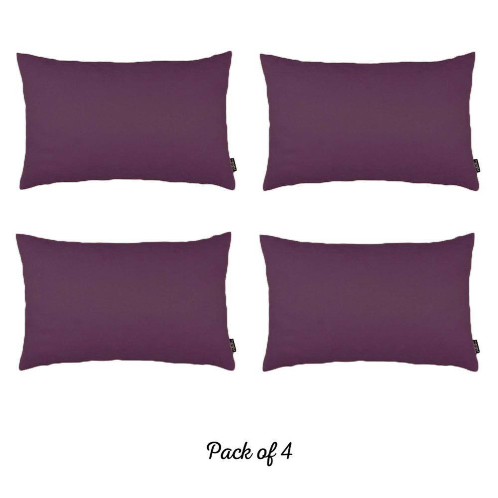 Set of 4 Purple Polyester Lumbar Pillow Covers