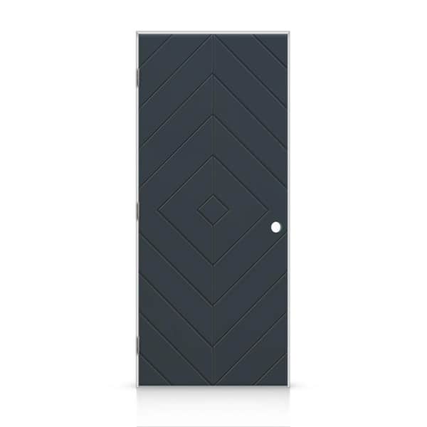 CALHOME 26 in. x 80 in. Diamond Right-Handed Hollow-Core Charcoal Gray Painted Smooth Composite Single Prehung Interior Door