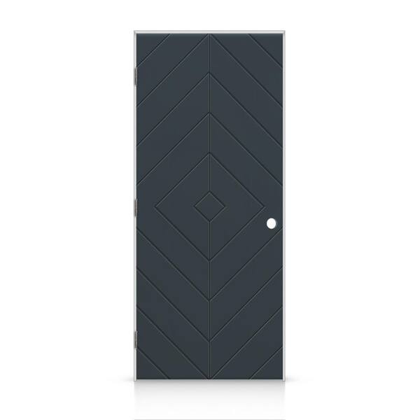 CALHOME 42 in. x 84 in. Diamond Right-Handed Hollow-Core Charcoal Gray Painted Smooth Composite Single Prehung Interior Door