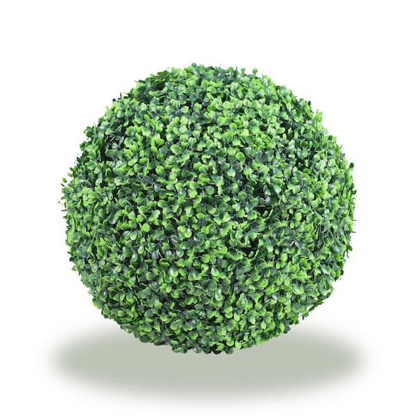 LHY No Assembly 19 in. 4-Layer Leaves Artificial Boxwood Topiary Plant Ball UV-Proof Greenery Ball Indoor Outdoor Decor
