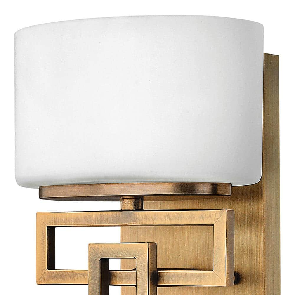 Brushed Bronze 1-Light Bathroom Vanity Light with Etched Opal Glass