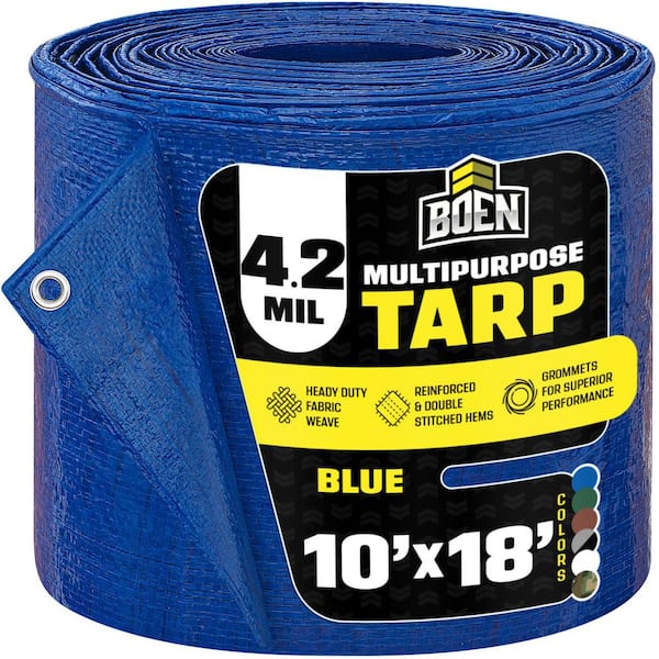 BOEN 10 ft. W x 18 ft. L All Purpose Blue Tarp