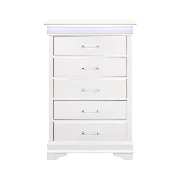 Camaflexi Shaker Style 5-Drawers White Chest of Drawers 48.75 H x 34.5 W x  19.25 D SHK203 - The Home Depot