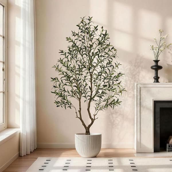 Vitalismo 6 ft. Artificial Olive Tree with Natural Trunk Fake Olive Tree Artificial Plants for Outdoor Indoor Home Office Decor