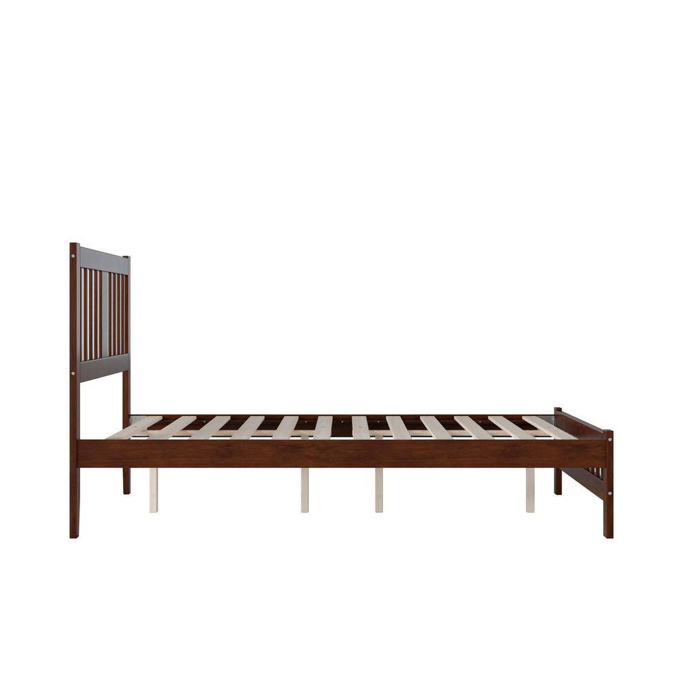 Walnut Full Wood Bed with Mission Slatted Headboard