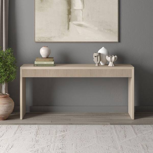 ®️ グロス＆マット サイドテーブル X COLLAGERIE Meyer&Cross Lawrence 64 in. Alder White Rectangle MDF Top Console